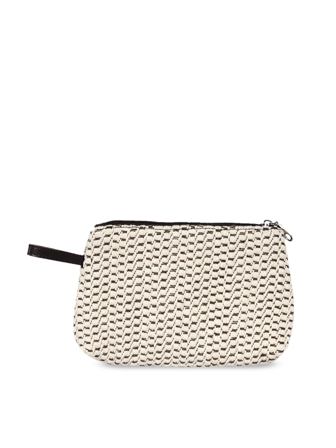 

Anekaant Women White & Brown Woven-Design Classy Natural Matte Cosmetic Pouch
