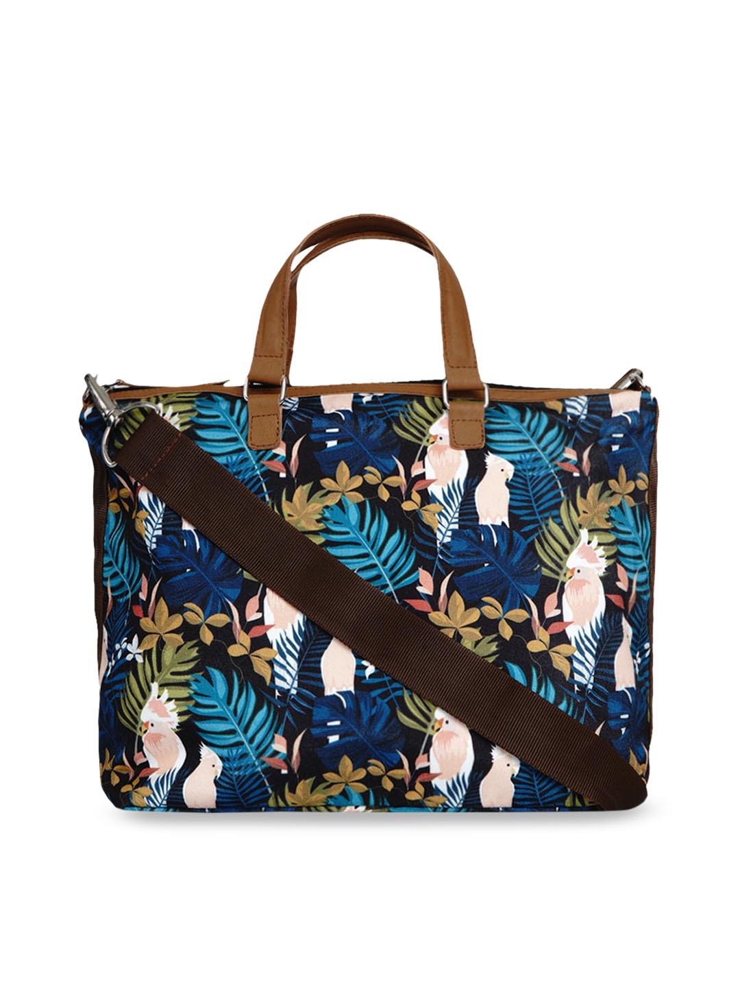 

Anekaant Black & Blue Printed Handheld Bag