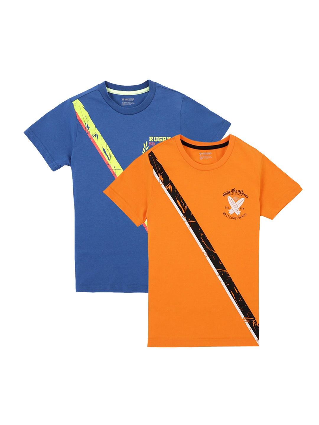 

PROTEENS Boys Pack of 2 Printed Round Neck T-shirts, Orange
