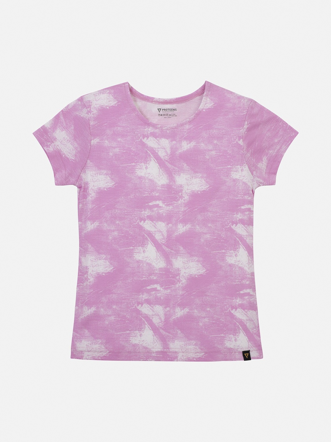 

PROTEENS Girls Pink & White Tie & Dye Round Neck T-shirt