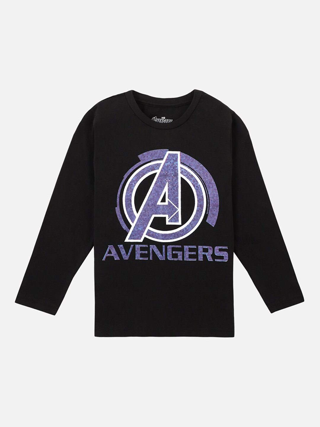 

PROTEENS Boys Black & Blue Avengers Printed Round Neck T-shirt