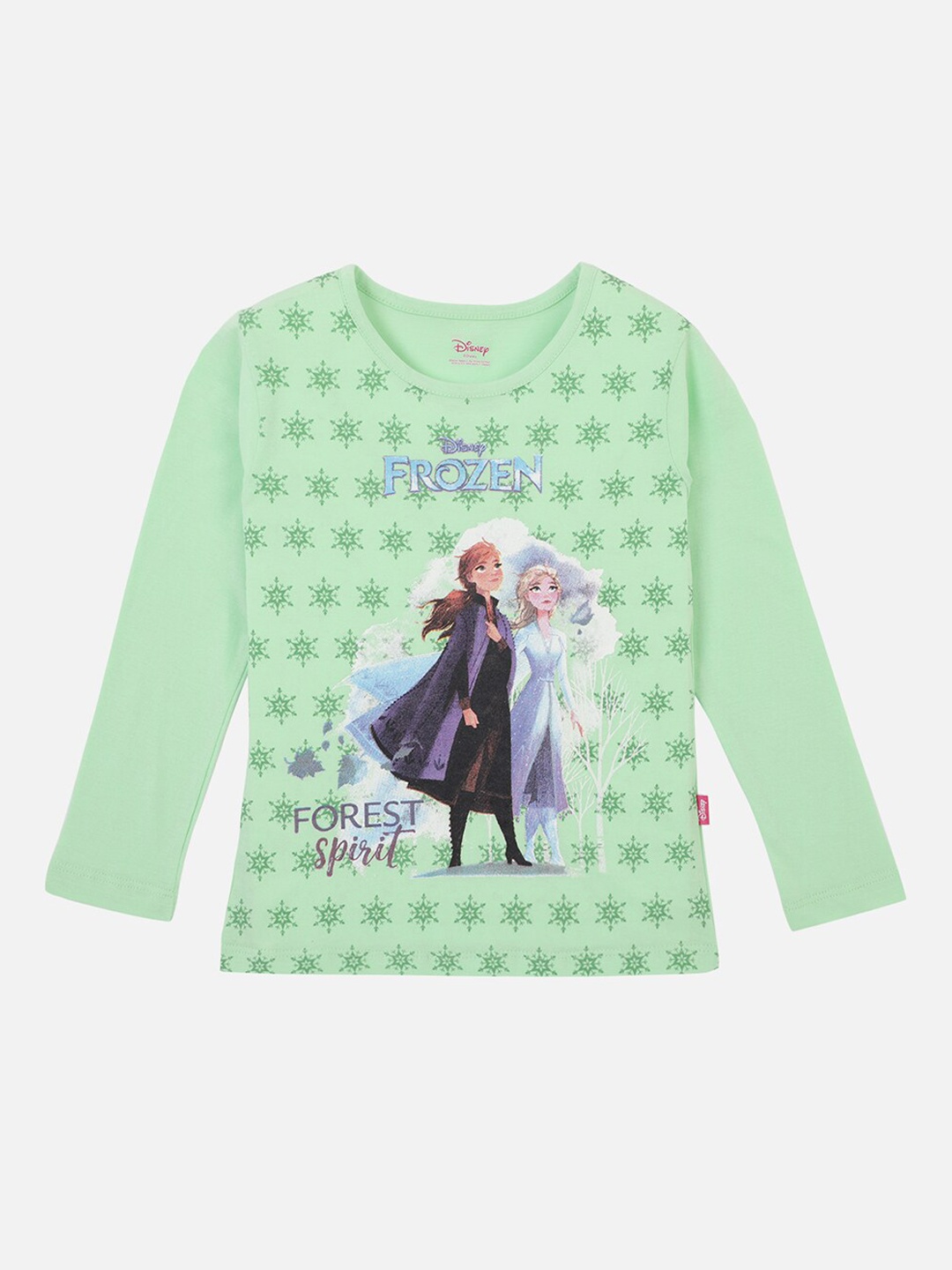 

PROTEENS Girls Green Frozen Printed Round Neck T-shirt