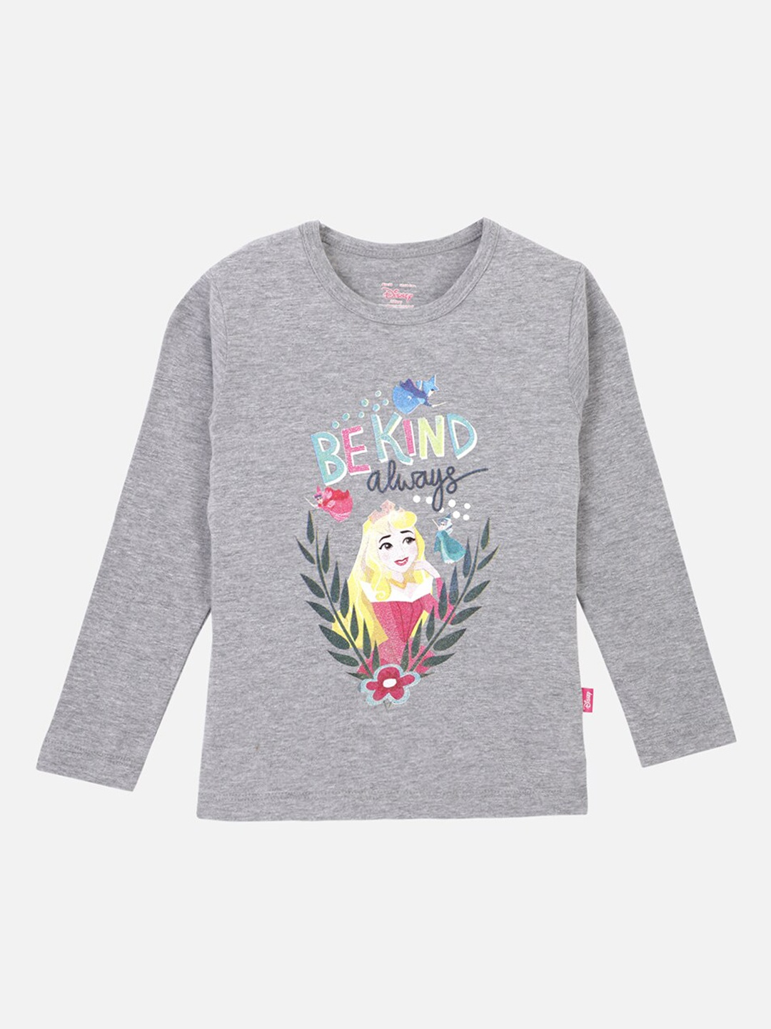 

PROTEENS Girls Grey & White Disney Princess Printed Round Neck T-shirt