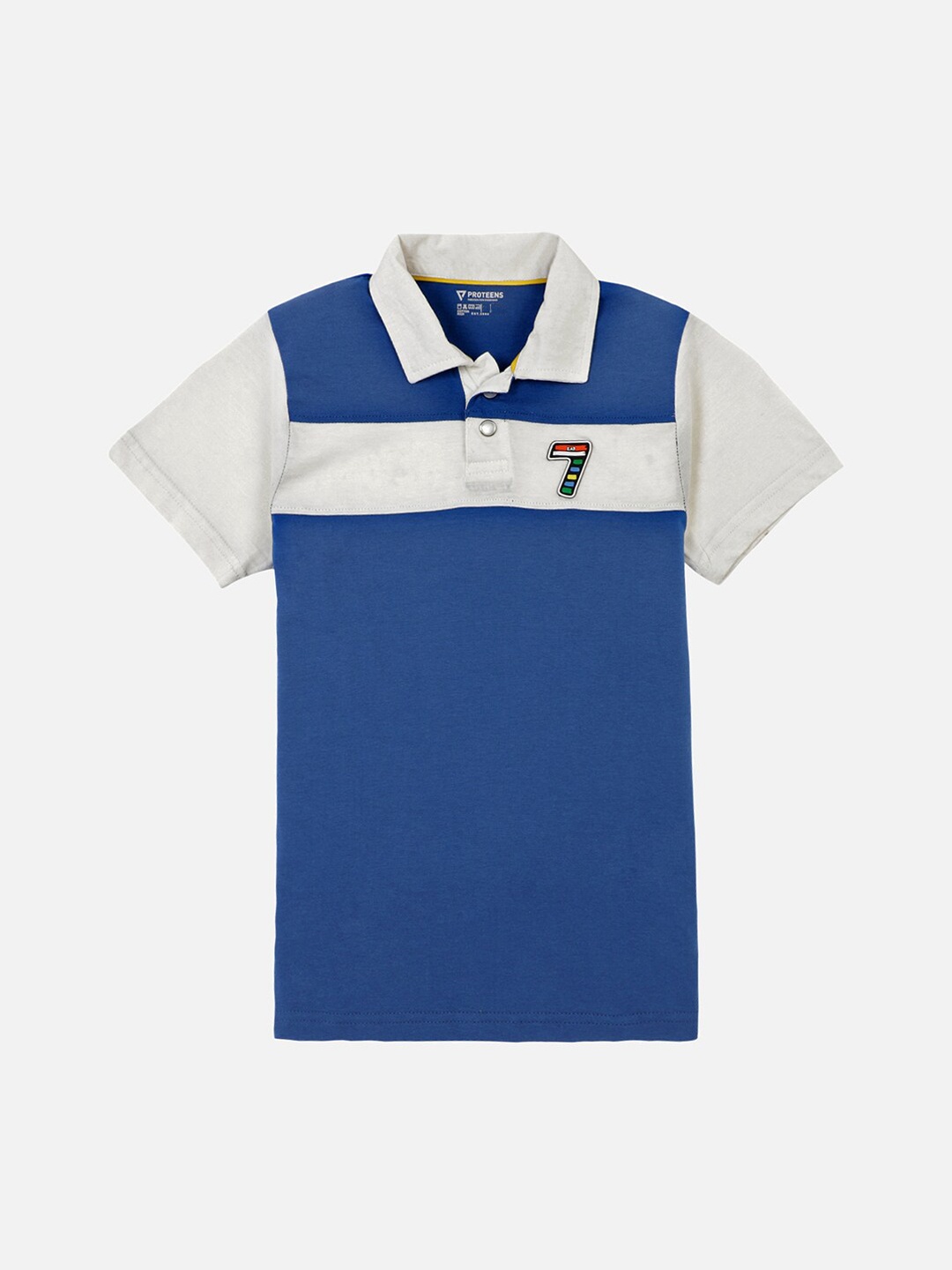 

PROTEENS Boys Blue Colourblocked Polo Collar T-shirt