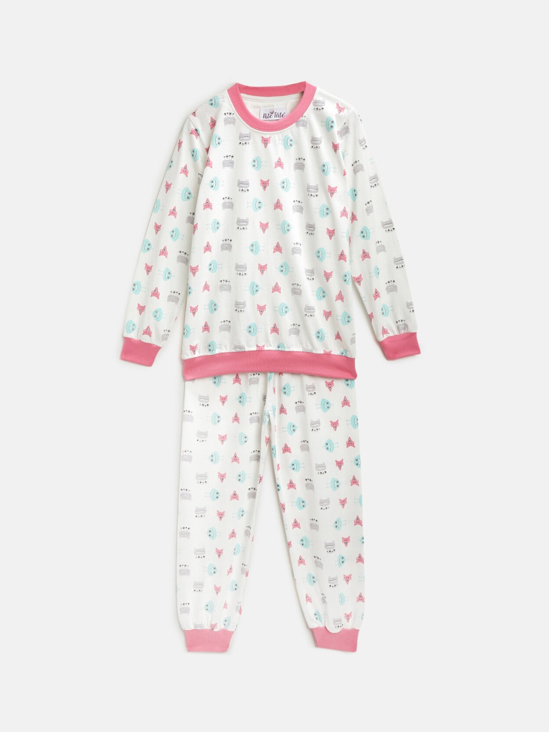 

Nite Flite Girls Multicoloured Printed Night suit, Multi