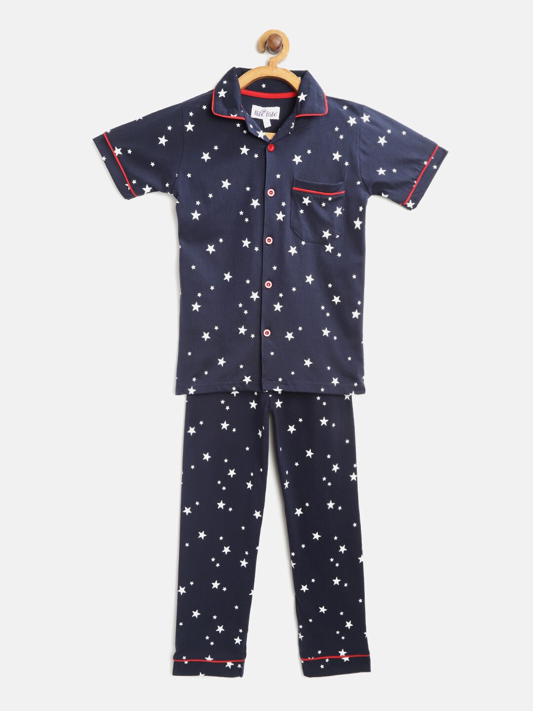 

Nite Flite Boys Navy Blue & White Printed Night suit