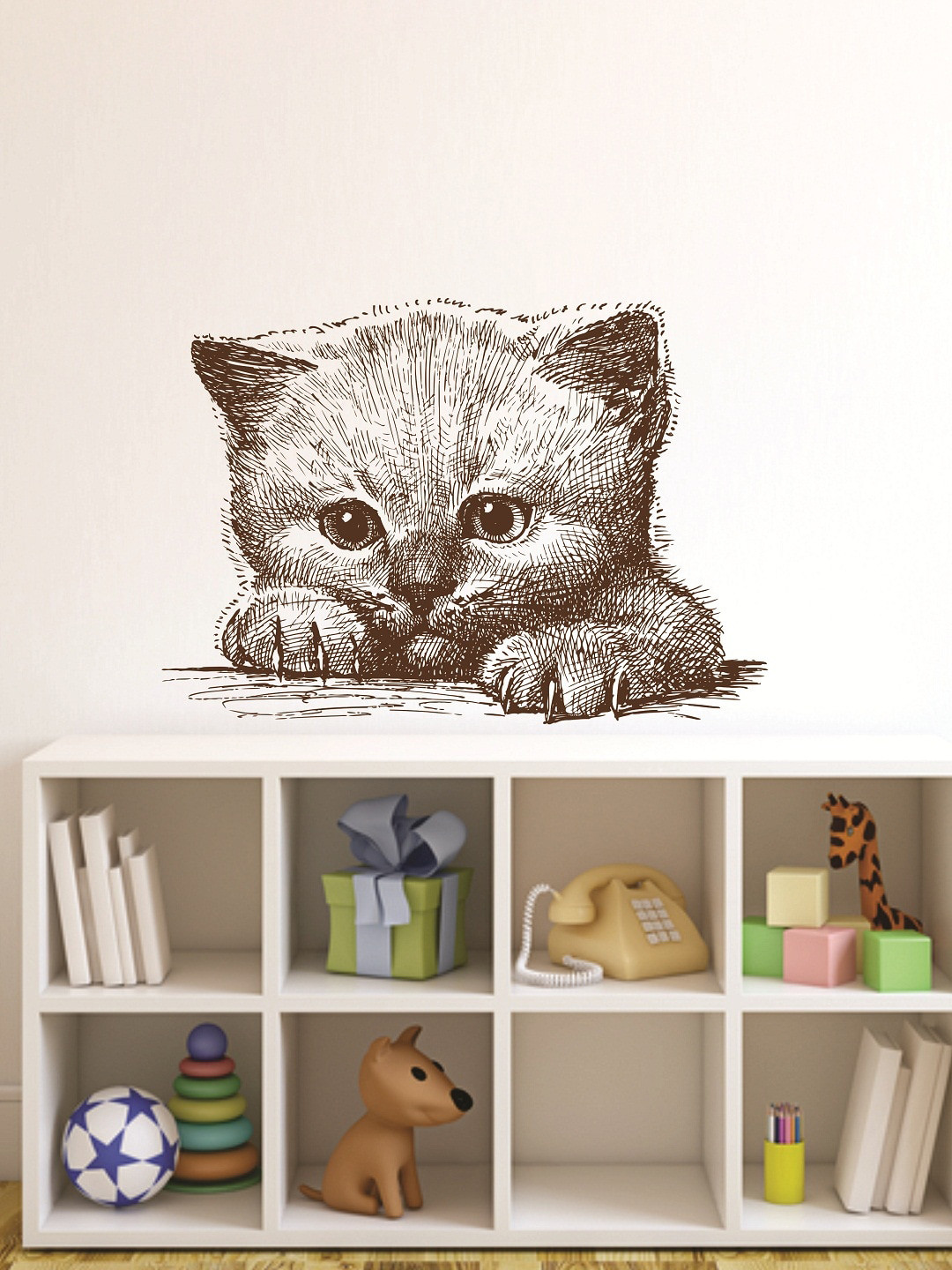 

WALLSTICK Brown Cute Cat Large Vinyl Wall Sticker