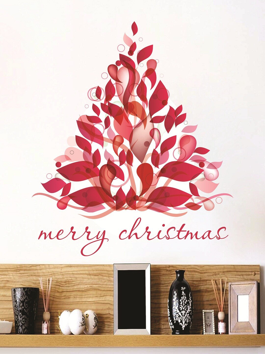 

WALLSTICK Red & Pink Merry Christmas Large Vinyl Wall Sticker