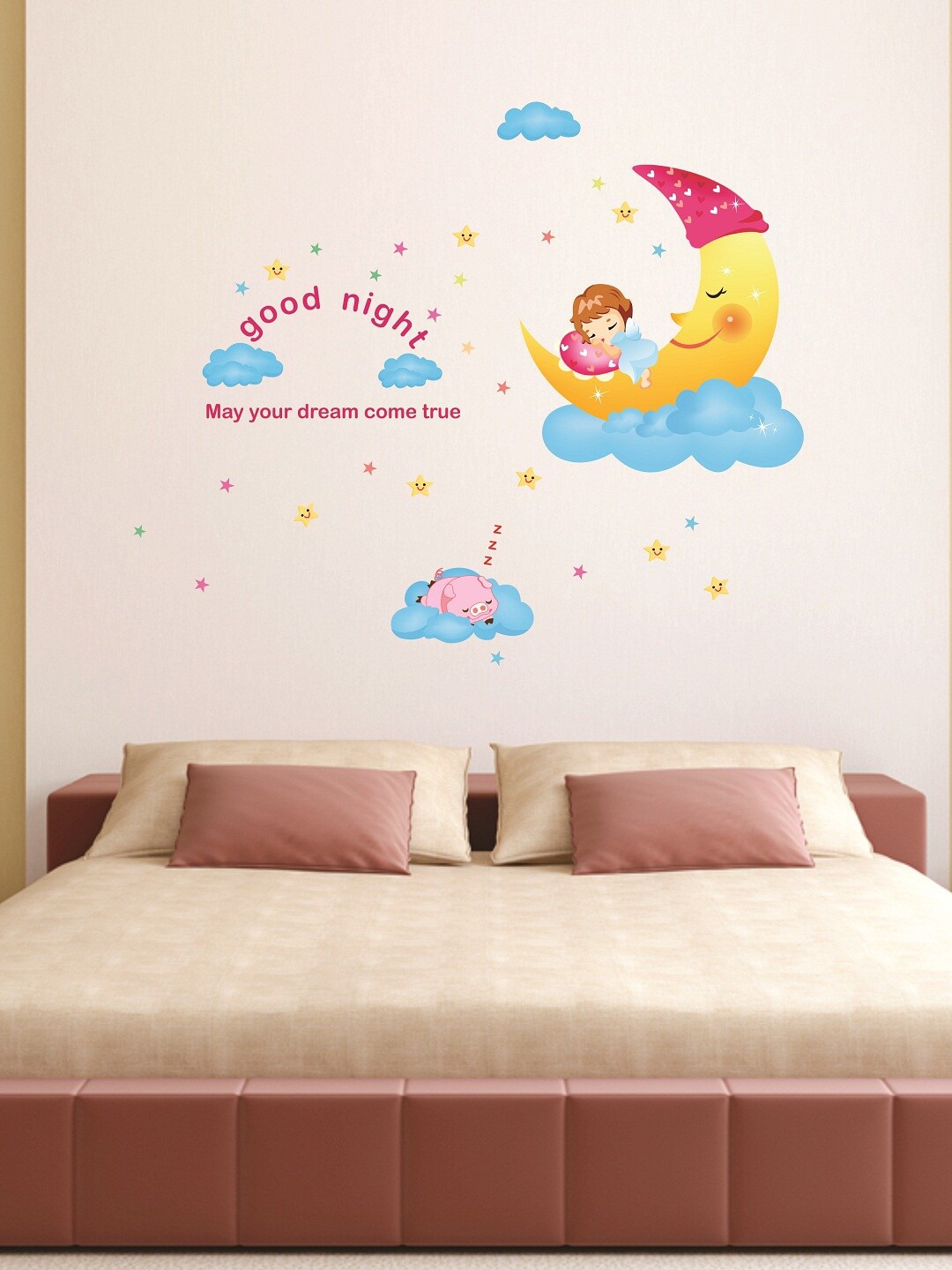 

WALLSTICK Blue & Yellow Good Night Large Vinyl Wall Sticker