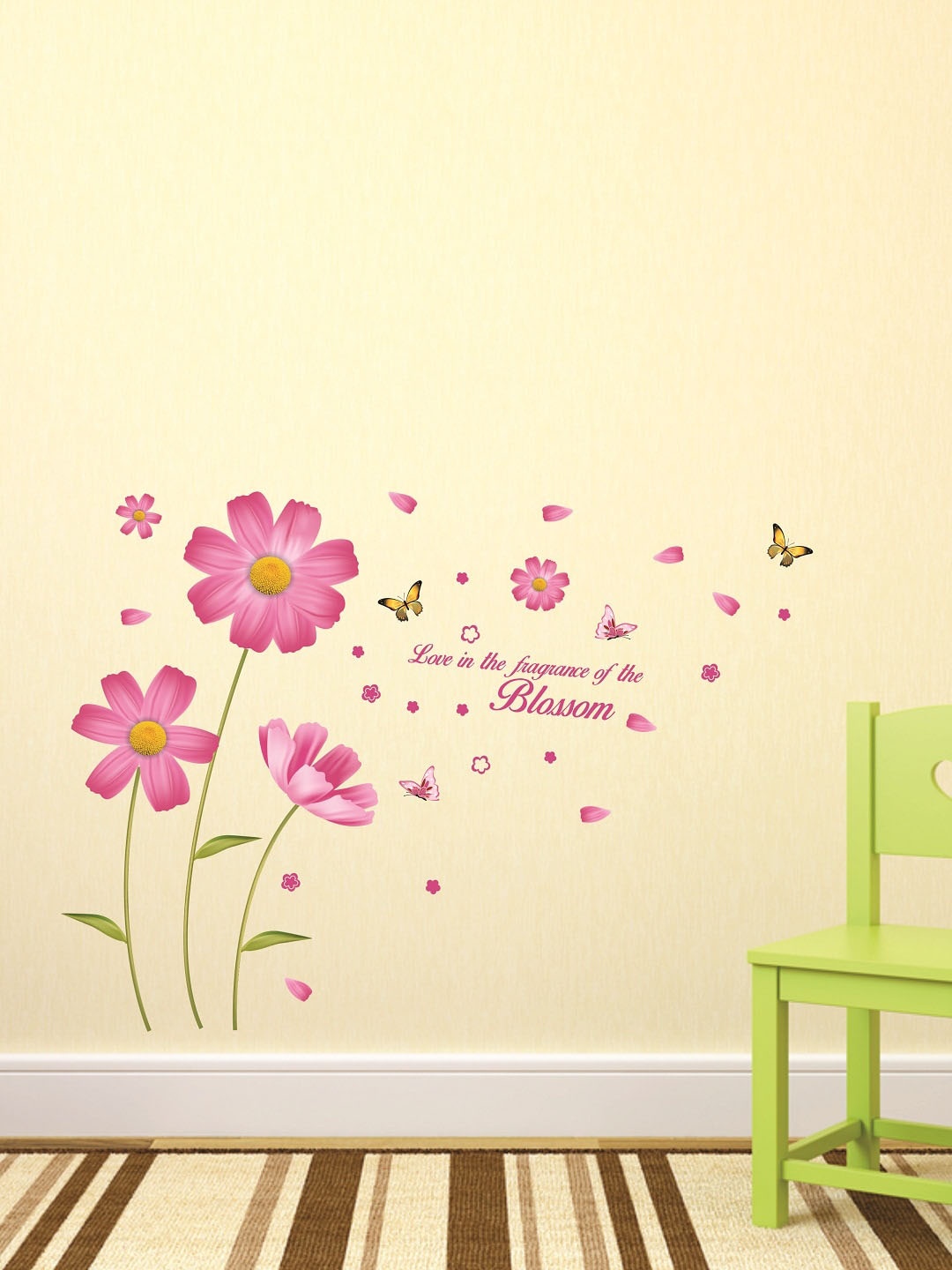 

WALLSTICK Pink & Green Blossom Large Vinyl Wall Sticker