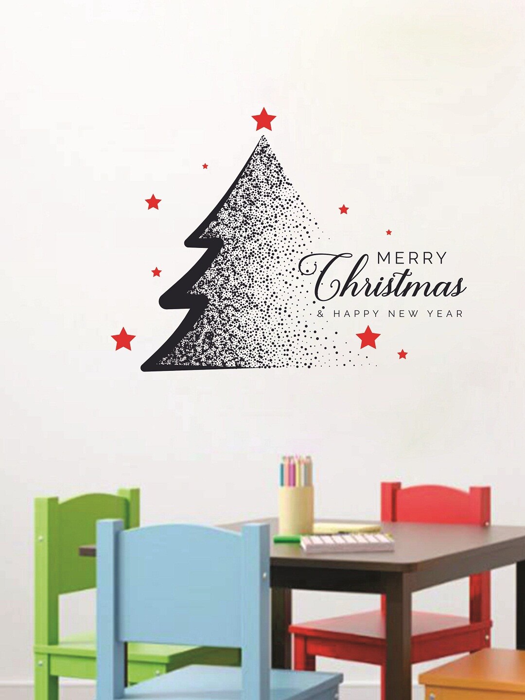 

WALLSTICK Black & Red Merry Christmas Large Vinyl Wall Sticker