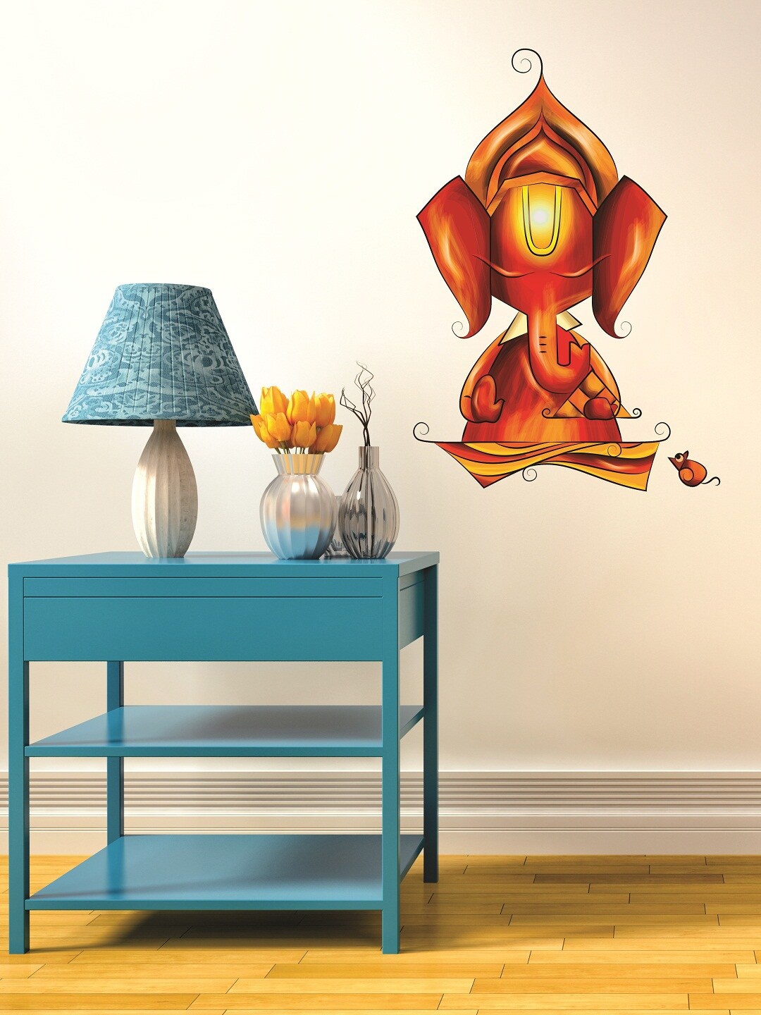 

WALLSTICK Red & Brown Lord Ganesha Large Vinyl Wall Sticker