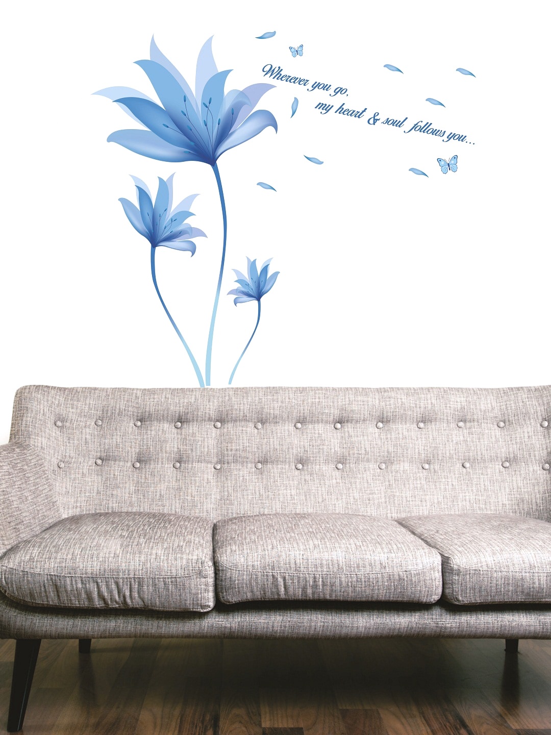 

WALLSTICK Blue Floral Large Vinyl Wall Sticker