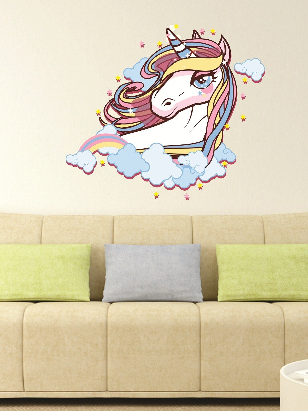 

WALLSTICK Blue & Pink Unicorn Large Vinyl Wall Sticker