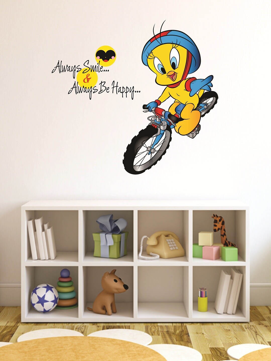 

WALLSTICK Yellow & Black Smile & Be Happy Large Vinyl Wall Sticker