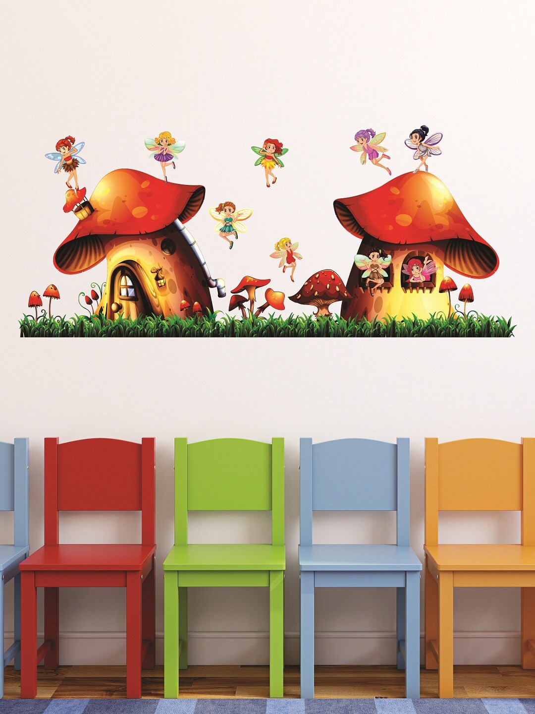 

WALLSTICK Red & Brown Mushroom House Large Vinyl Wall Sticker