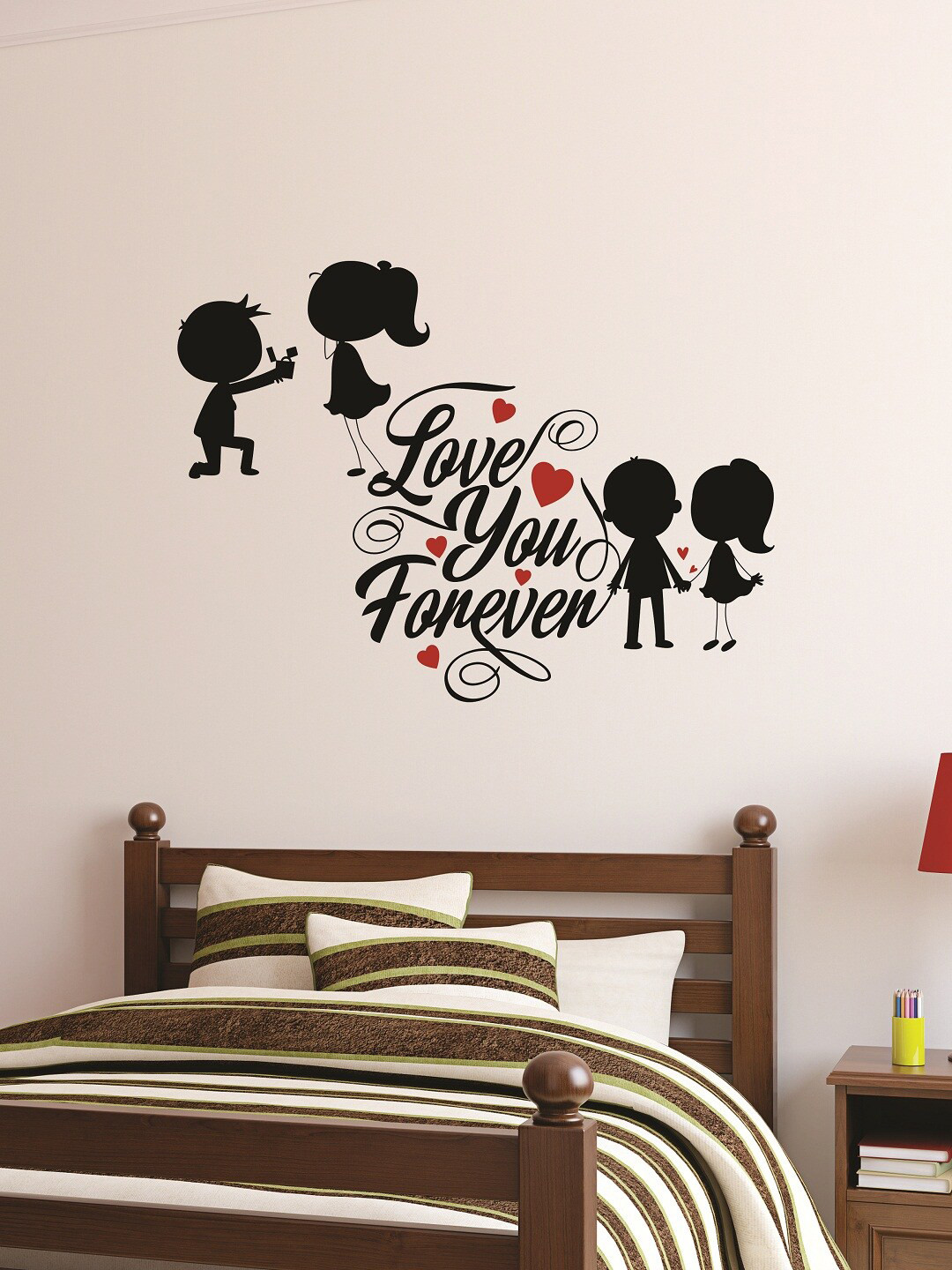 

WALLSTICK Black & Red Love You Forever Large Vinyl Wall Sticker