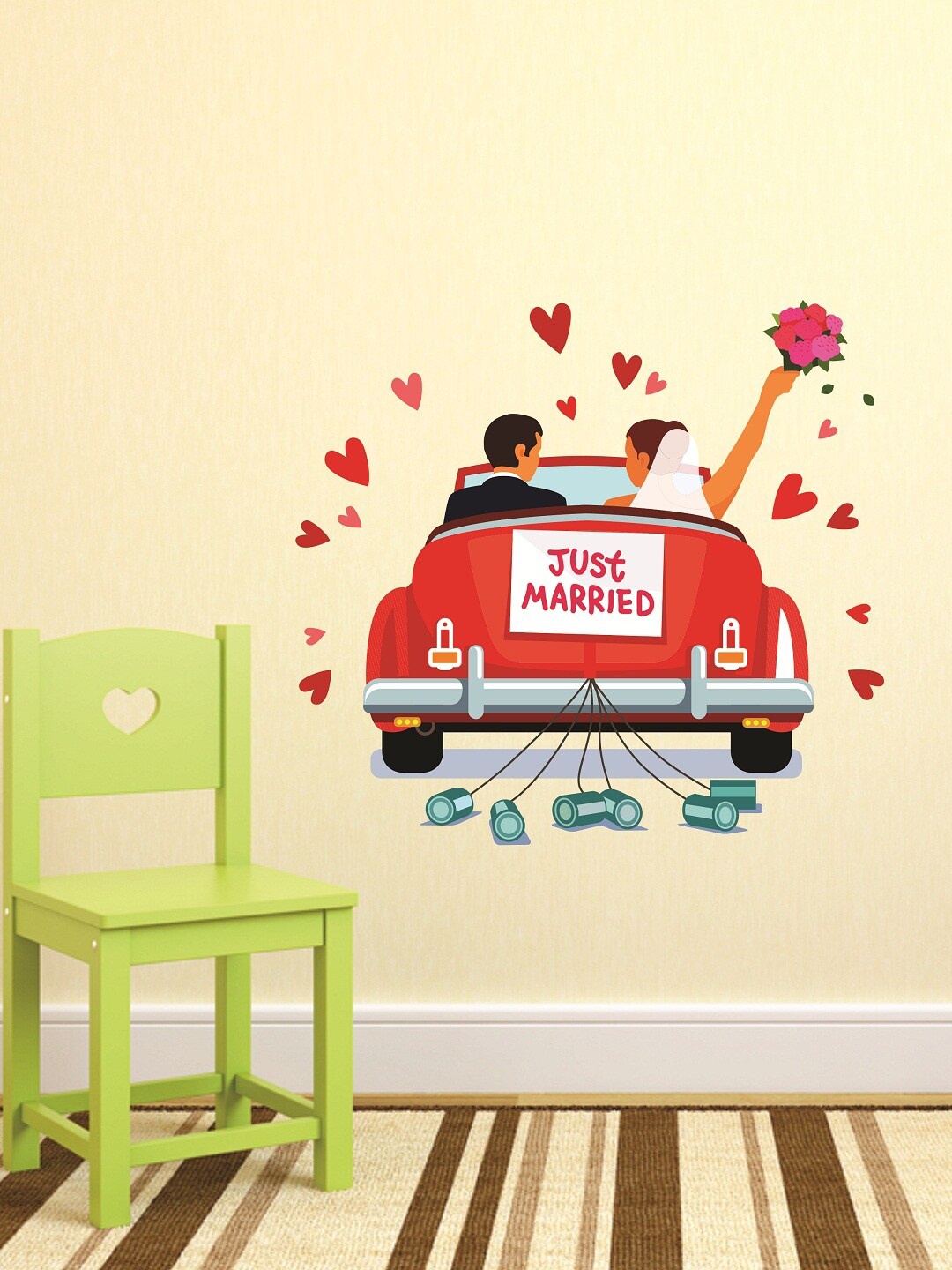 

WALLSTICK Red & White Just Married Large Vinyl Wall Sticker