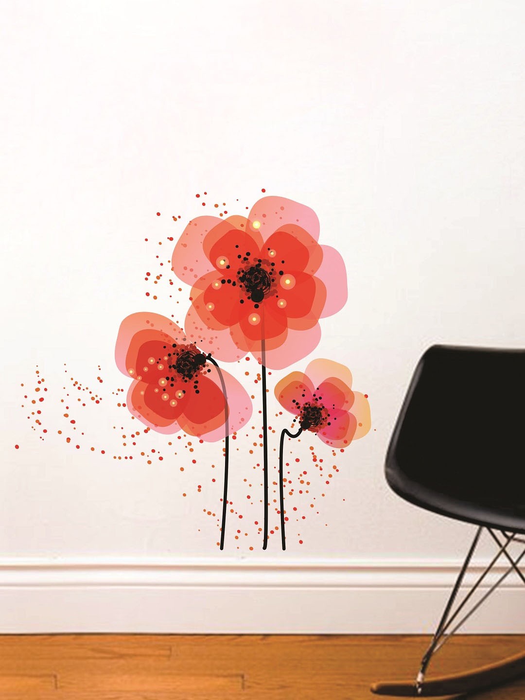 

WALLSTICK Pink & Red Floral Large Vinyl Wall Sticker
