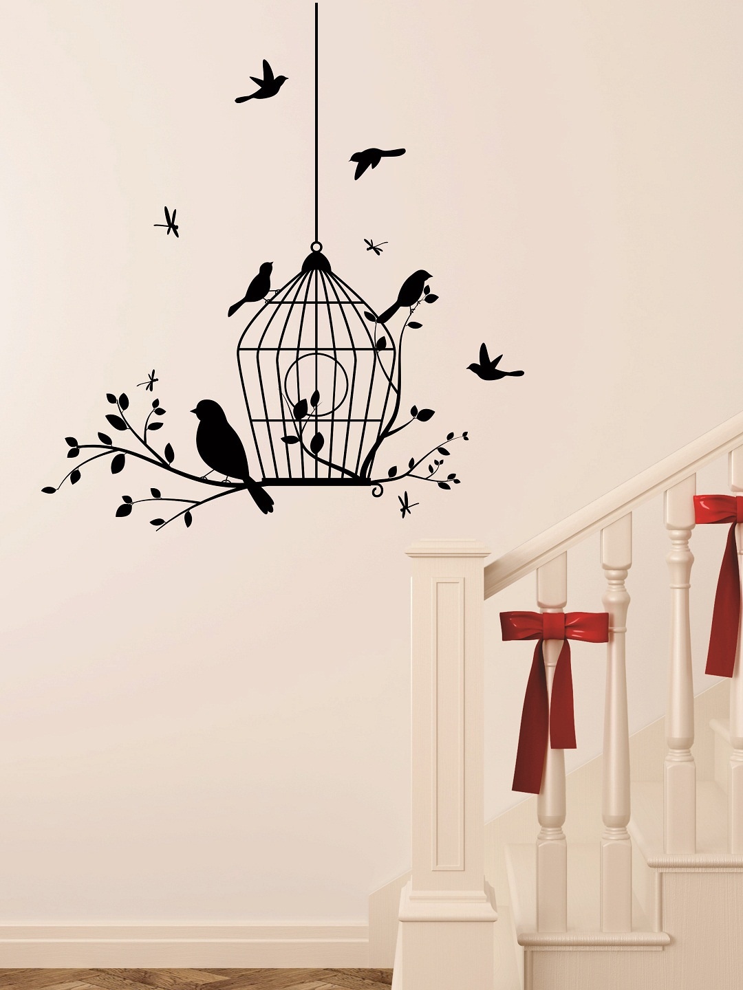 

WALLSTICK Black Bird Cage Large Vinyl Wall Sticker