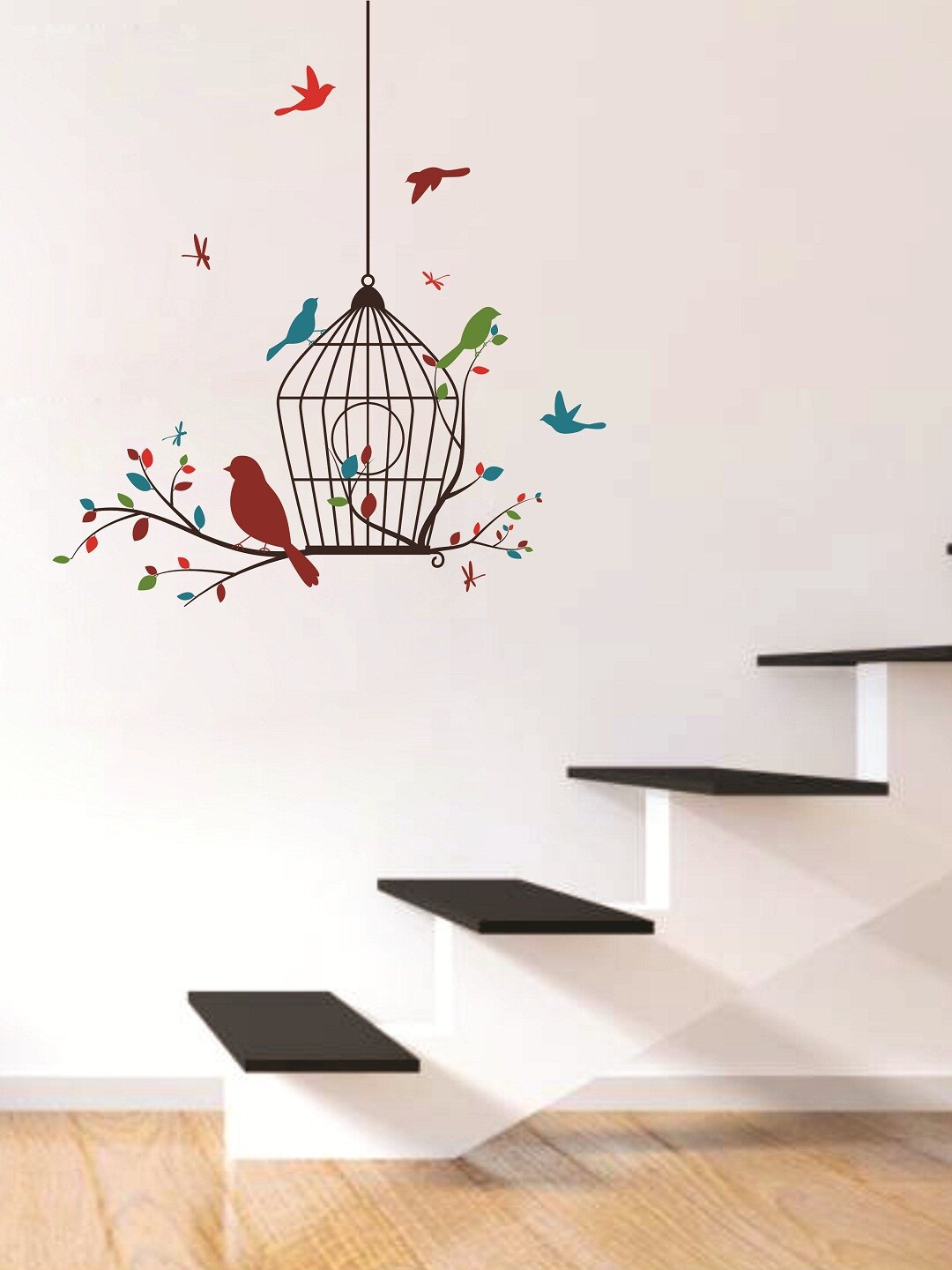 

WALLSTICK Black & Blue Birds Cage Large Vinyl Wall Sticker