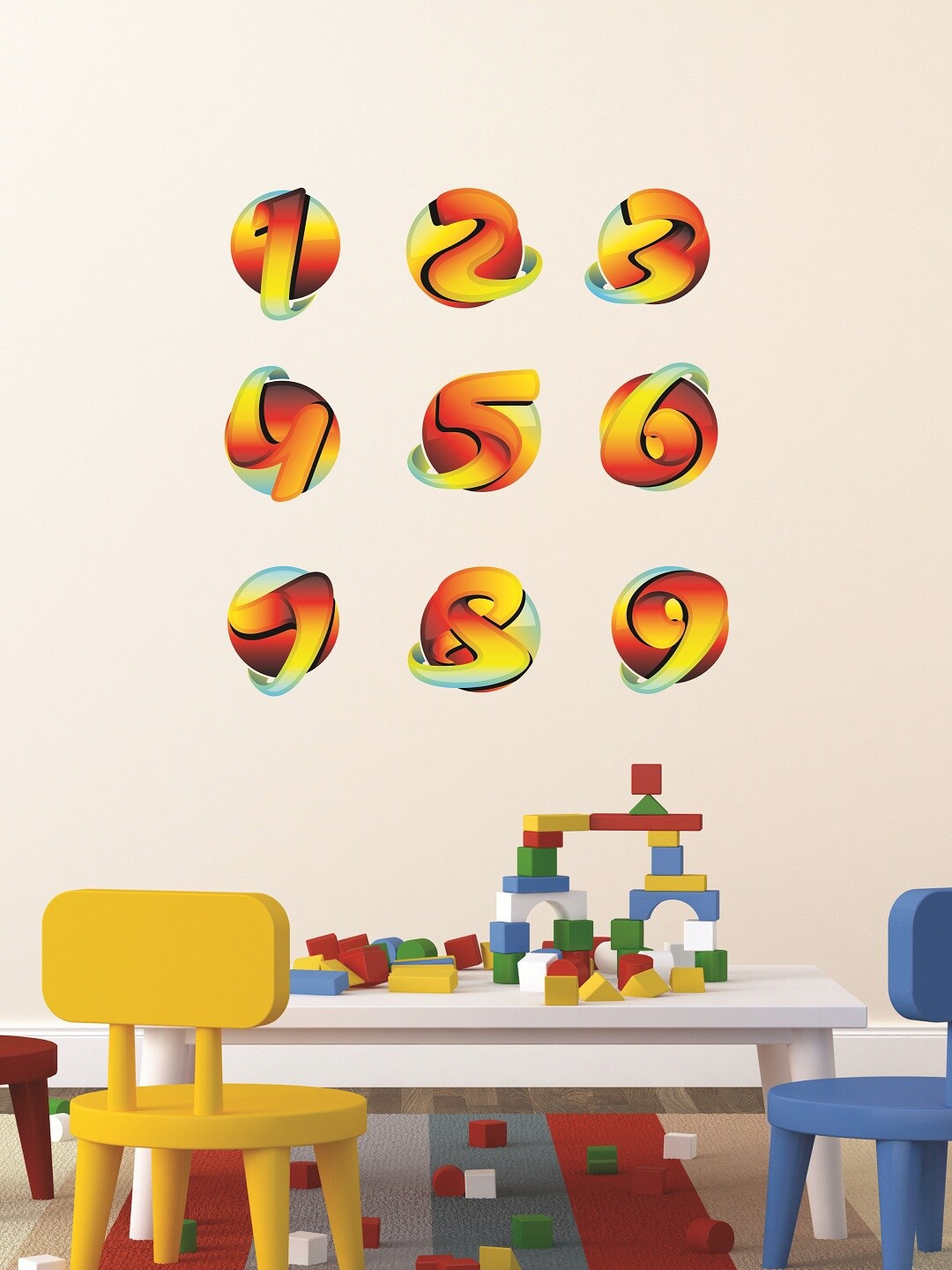 

WALLSTICK Orange & Yellow Numbers Large Vinyl Wall Sticker