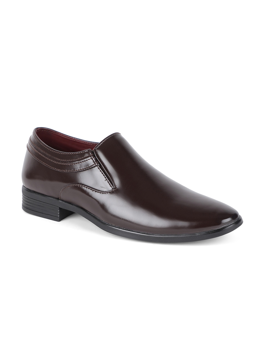 

Khadims Men Brown Solid Formal Slip-Ons
