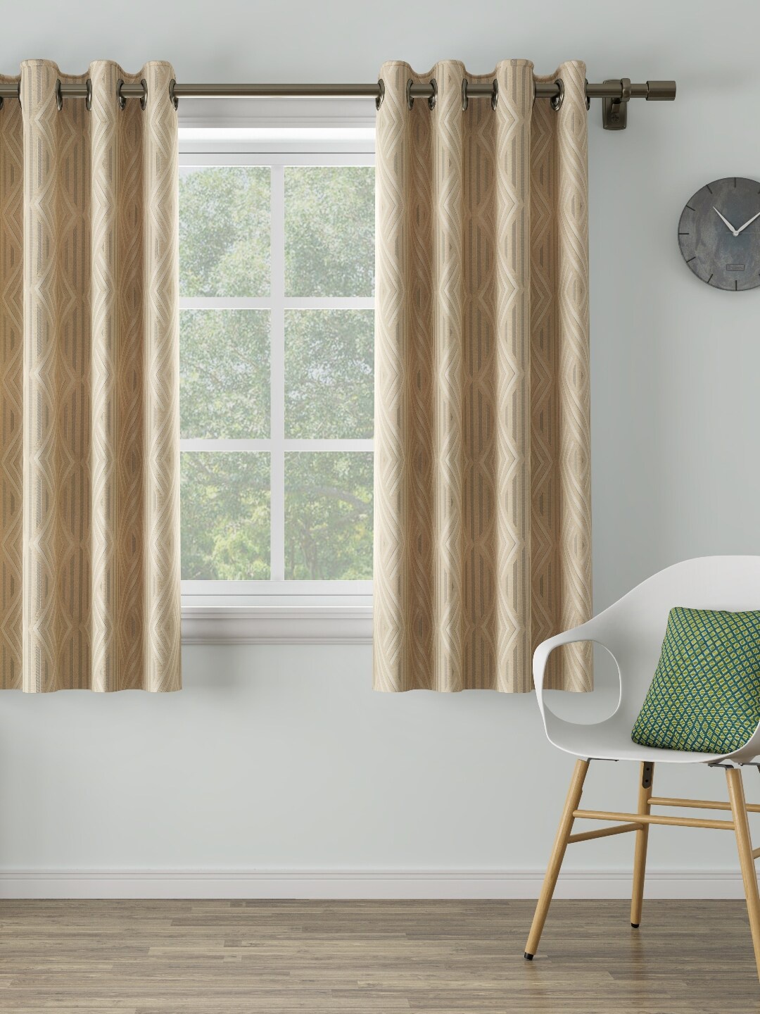 

DDecor Beige Geometric Single Window Curtain