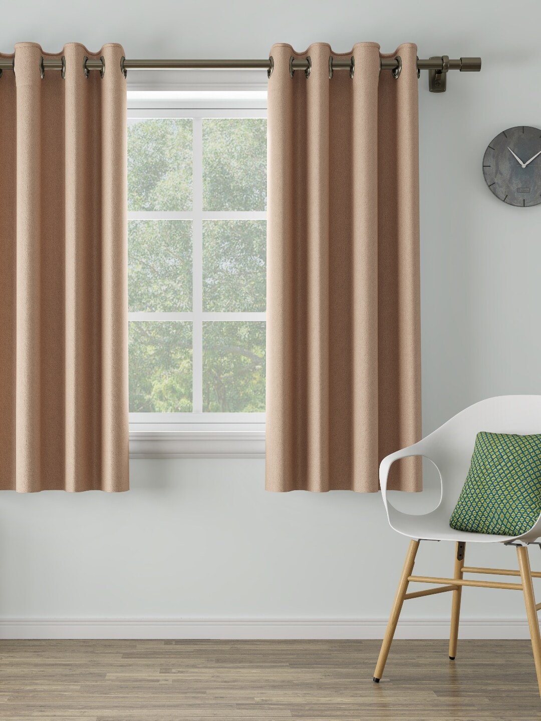 

DDecor Peach-Coloured Solid Single Window Curtain