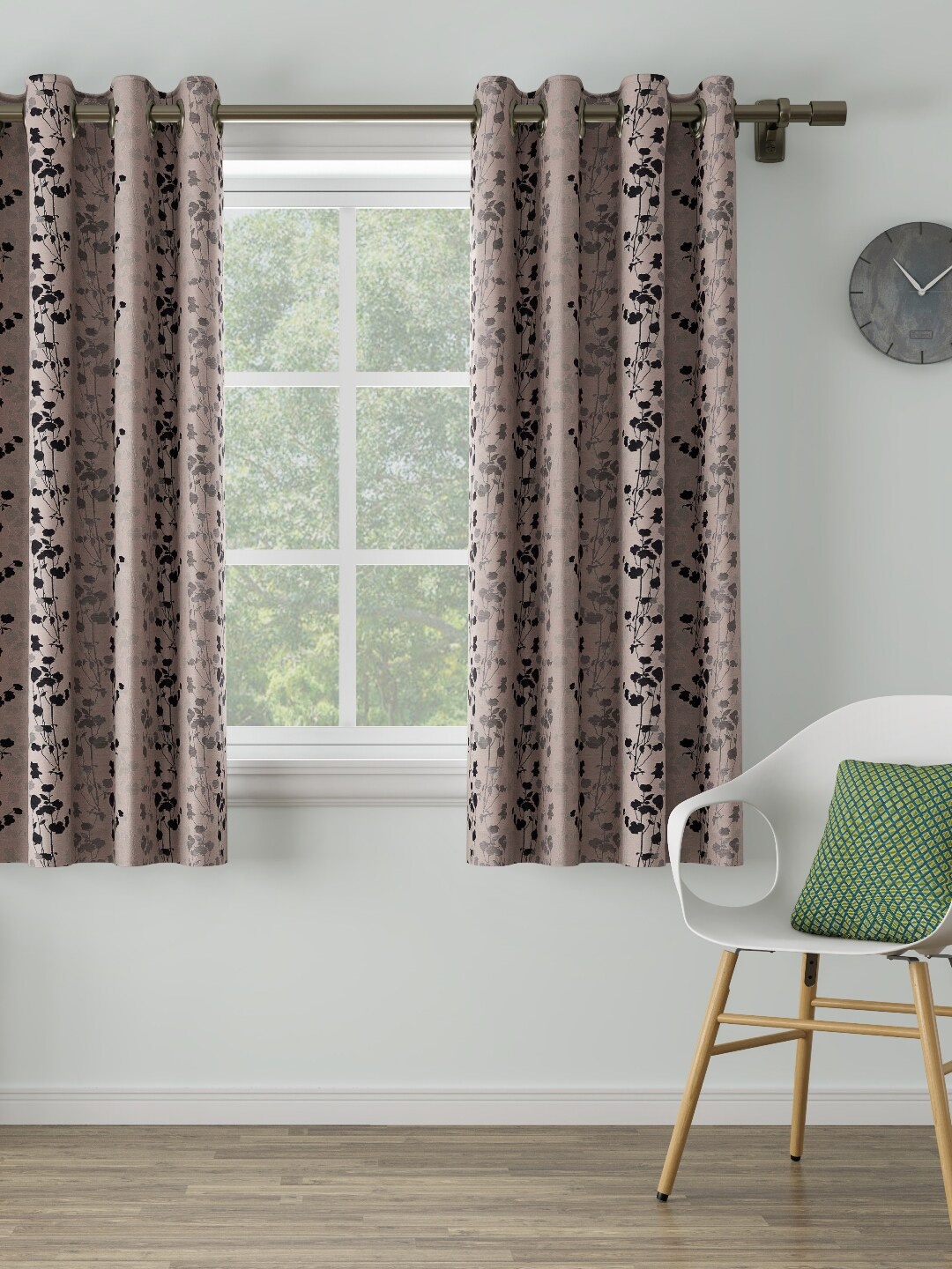 

DDecor Beige Floral Single Window Curtain