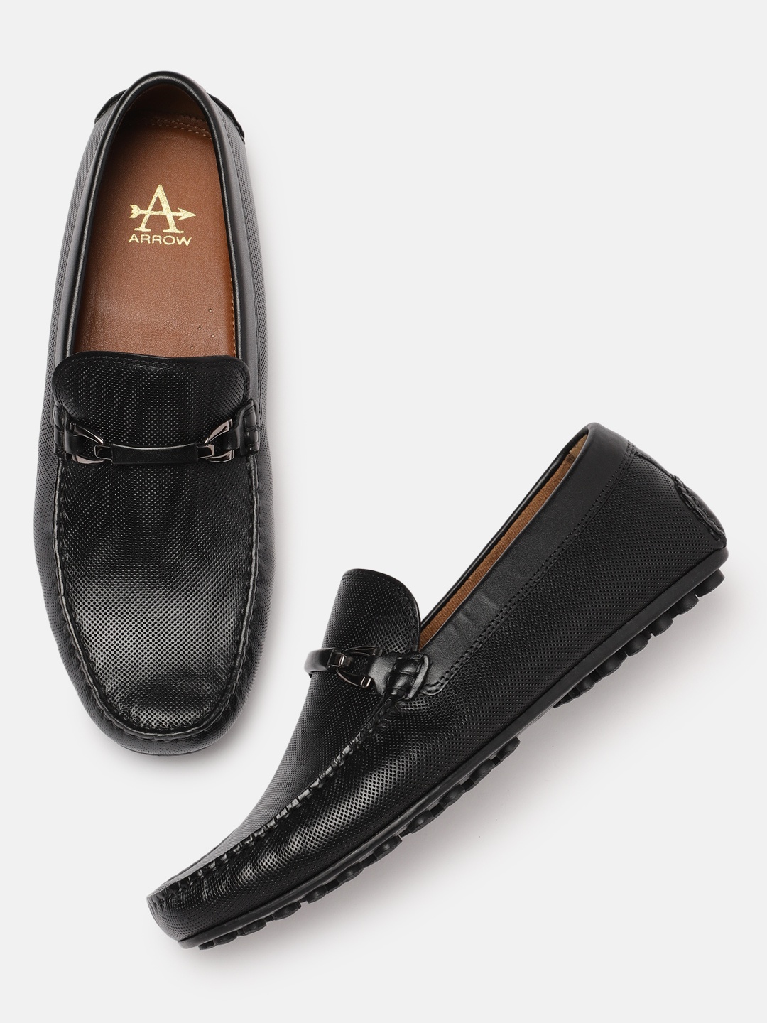 

Arrow Men Black Solid Leather Loafers