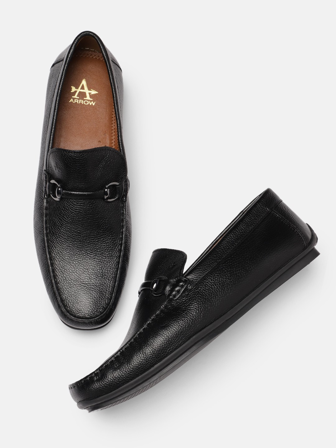 

Arrow Men Black Solid Leather Loafers