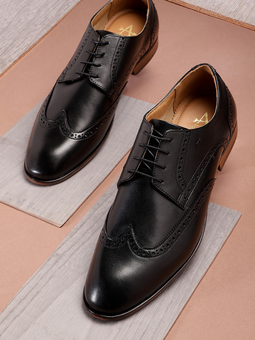 

Arrow Men Black Full Brogues Oxfords Leather Formal Shoes