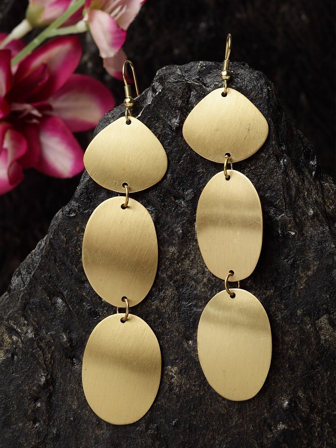 

Madame Gold-Toned Brass-Plated Handcrafted Oval Drop Earrings