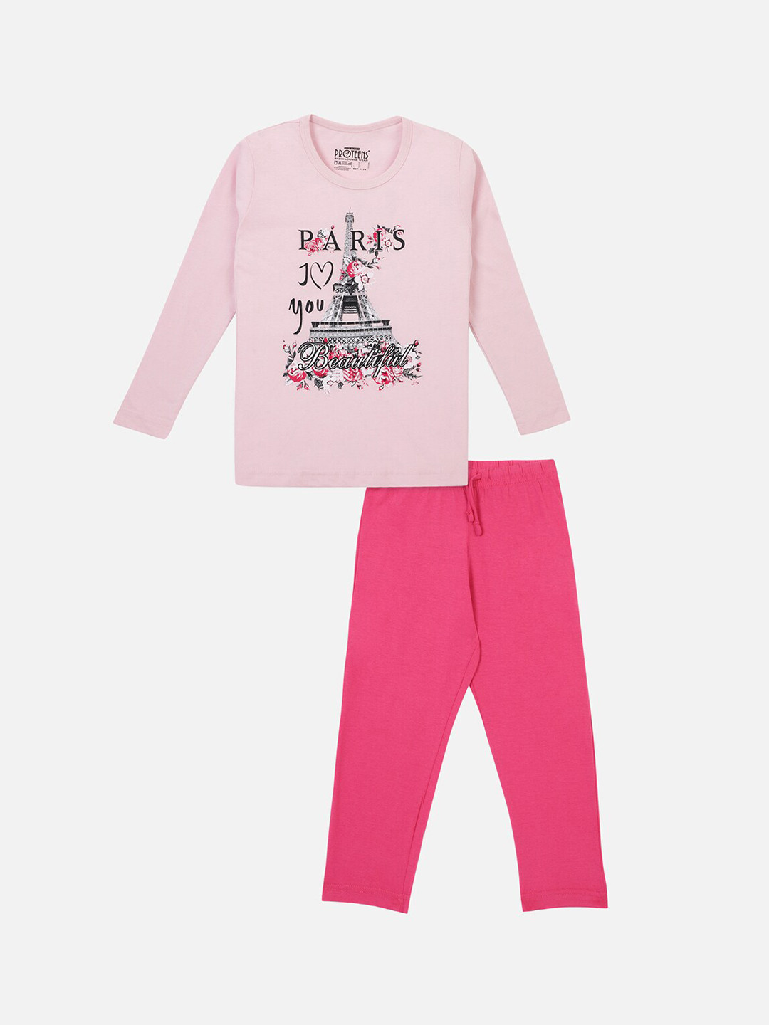 

PROTEENS Girls Pink & Fuchsia Printed Night suit