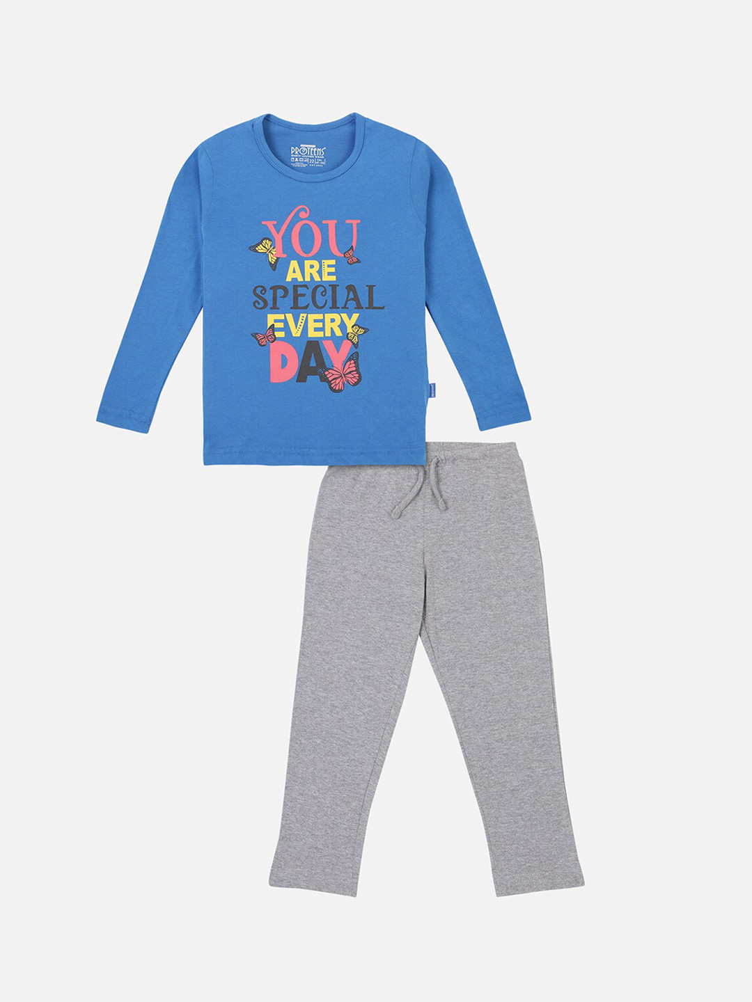 

PROTEENS Girls Blue & Grey Printed Night suit