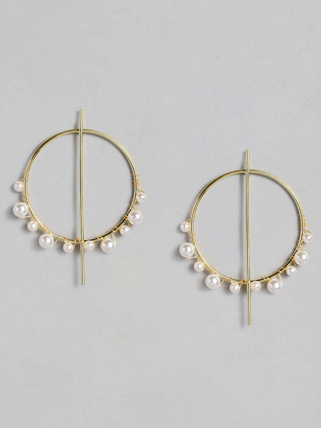 

justpeachy Gold-Plated Handcrafted Pearl Quirky Drop Earrings