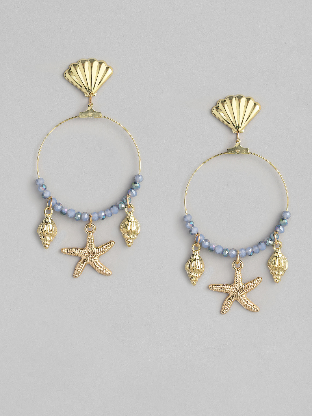 

justpeachy Gold-Plated & Blue Starfish Design Drop Earrings