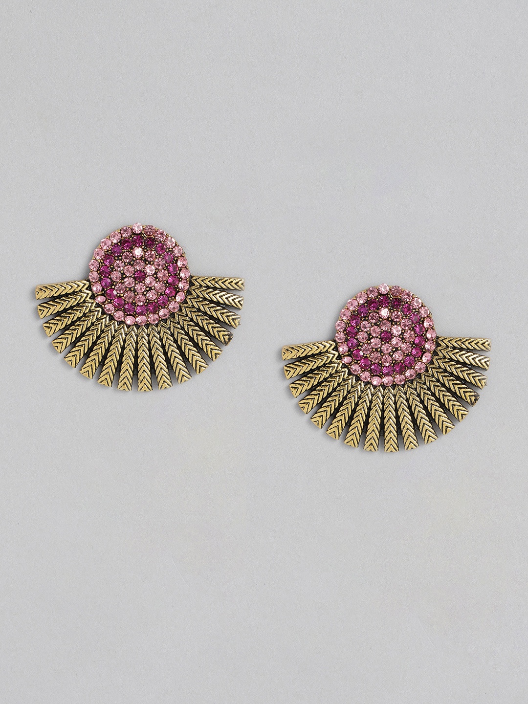 

justpeachy Pink Gold-Plated Studded Contemporary Studs