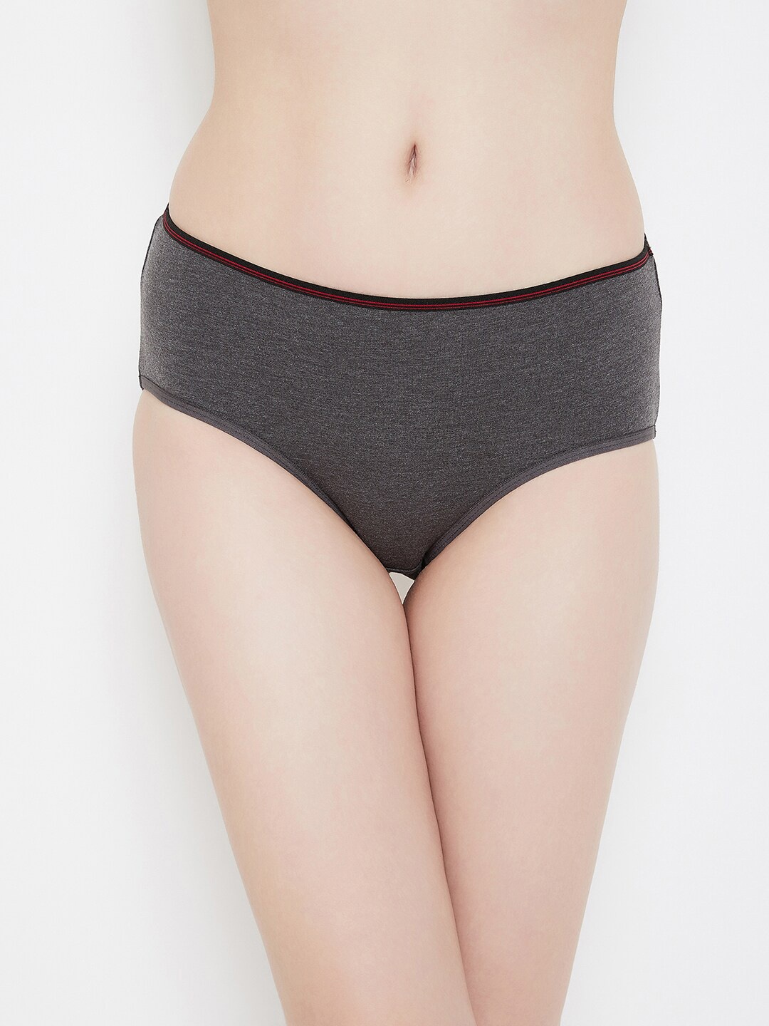 

Clovia Women Charcoal Grey Solid Hipster Briefs PN1588A05