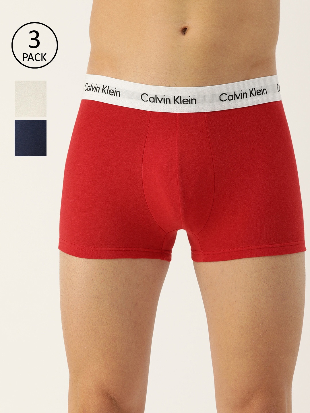 

Calvin Klein Underwear Men Pack of 3 Solid Trunks U2664I03-I03, Red