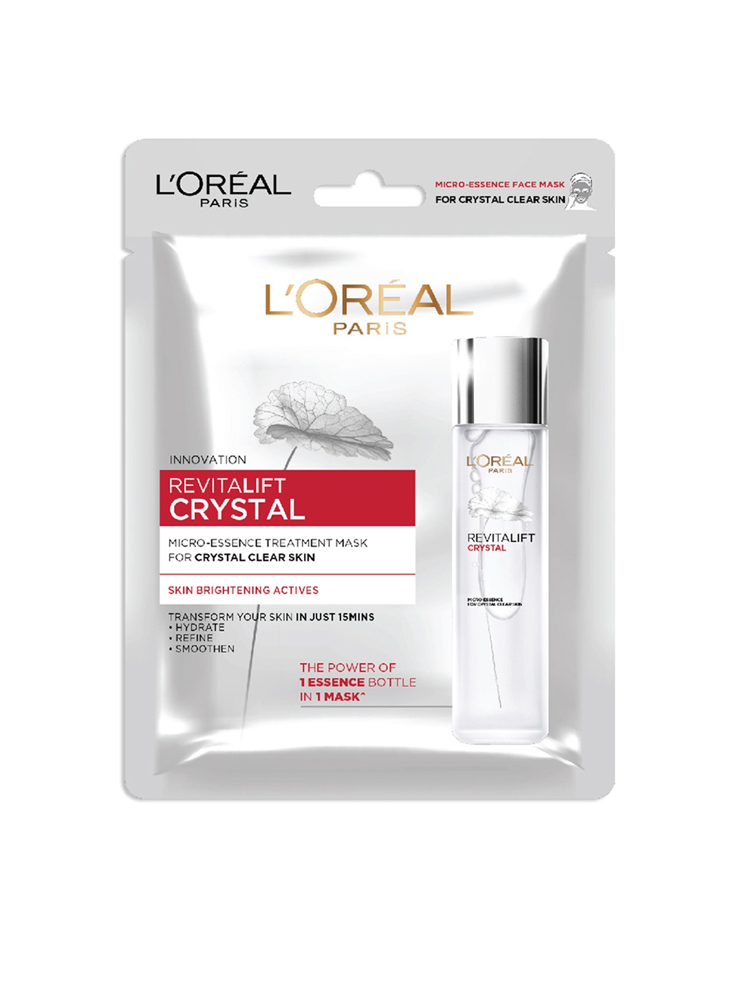 

LOreal Paris Revitalift Crystal Micro-Essence Treatment Sheet Mask with Skin Brightening Actives - 25g, Off white