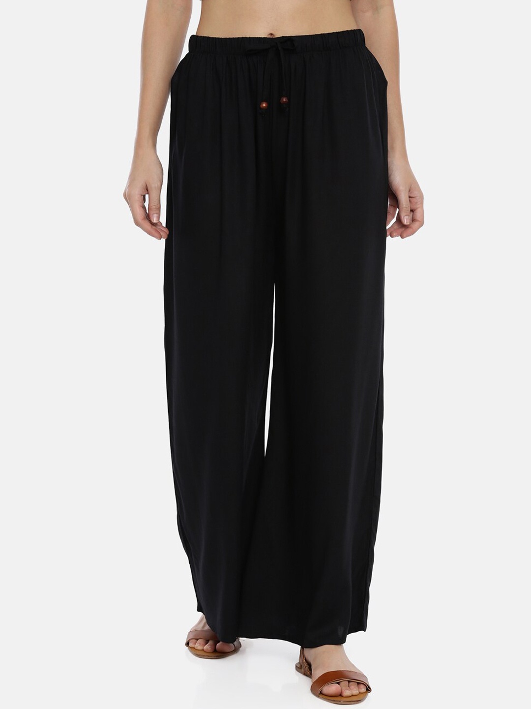 

GOLDSTROMS Women Black Solid Wide Leg Palazzos