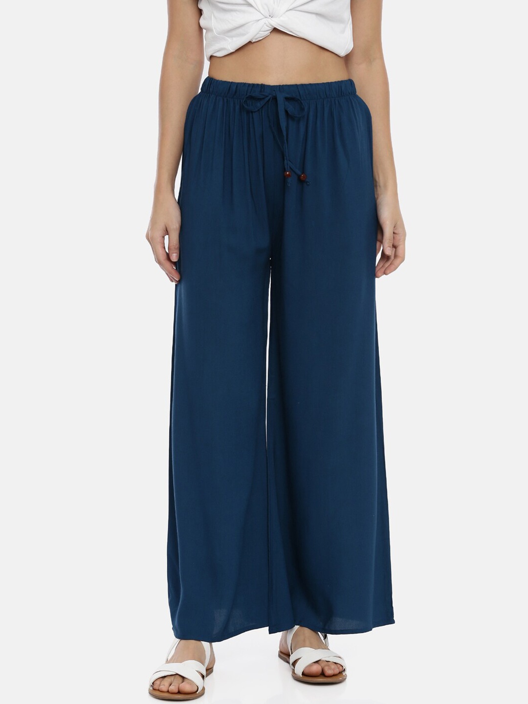 

GOLDSTROMS Women Navy Blue Solid Straight Palazzos