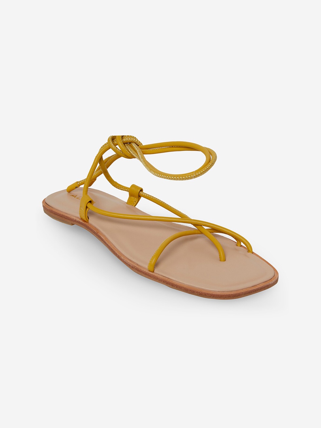 

ALDO Women Yellow Solid Leather Open Toe Flats