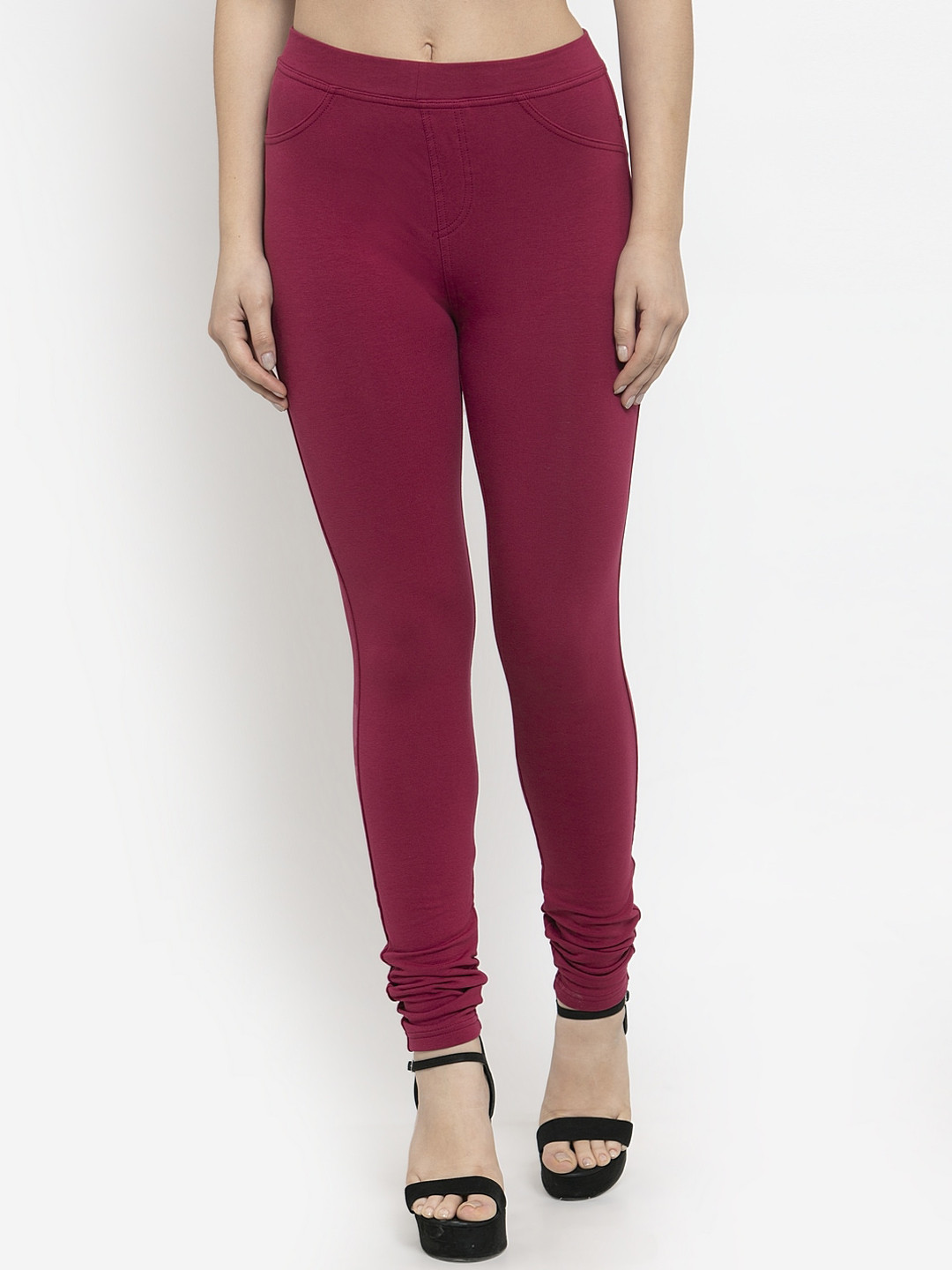 

KLOTTHE Women Maroon Solid Skinny-Fit Jeggings