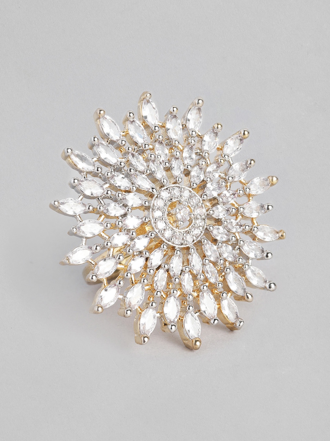 

justpeachy White Stone Studded Cocktail Finger Ring