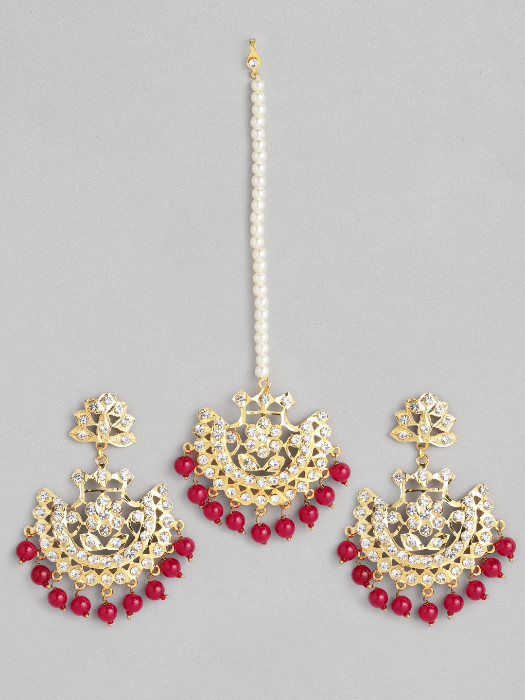 

justpeachy Red & Gold-toned Gold-Plated Handcrafted Jewellery Set
