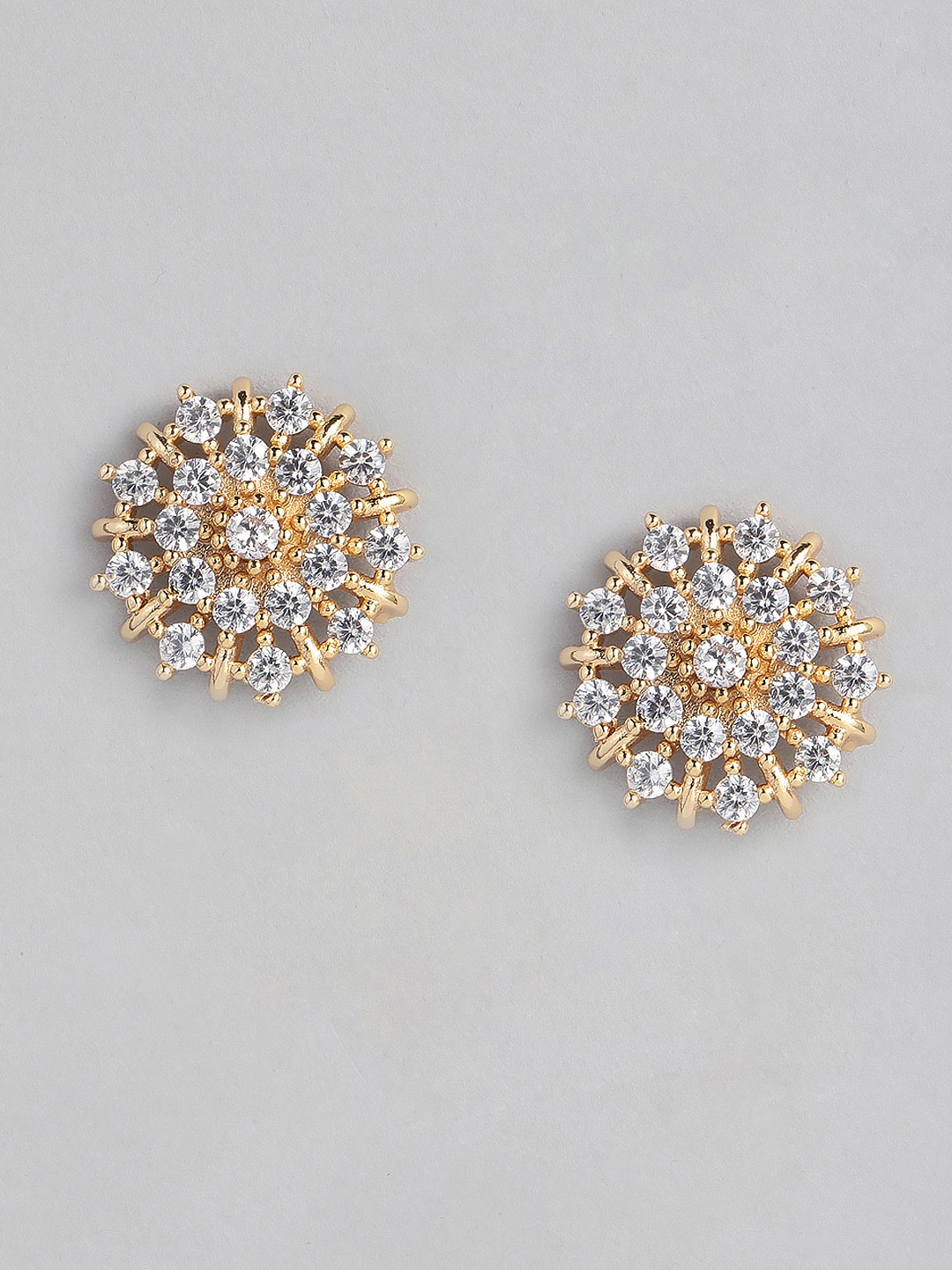 

justpeachy Gold-Toned & White Cubic Zirconia Circular Studs