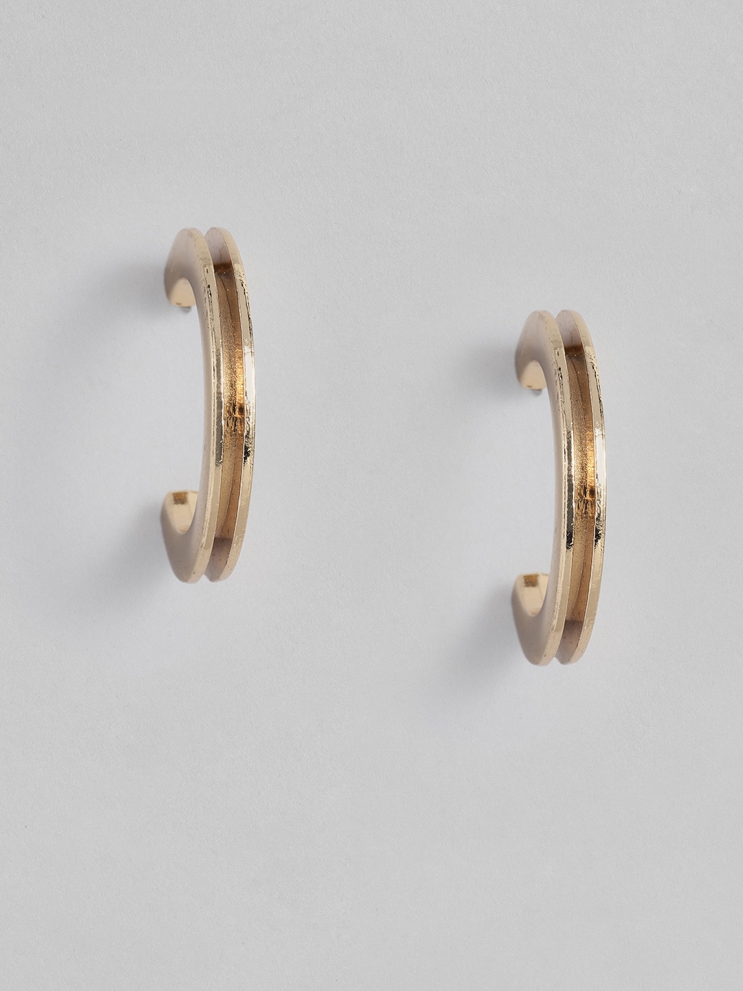 

justpeachy Gold-Plated Circular Half Hoop Earrings